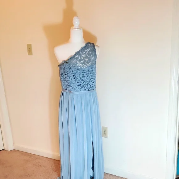 David's Bridal | Dresses | Davids Bridal One Shoulder Lace Dress In Light Blue | Poshmark David's Bridal | Dresses | Davids Bridal One Shoulder Lace Dress In Light Blue | Poshmark